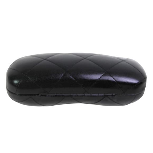 CHANEL QUILTED BLACK LEATHER HARD EYEGLASSES VELVET LINED CASE Size 6"x2 1/2" - Picture 4 of 12